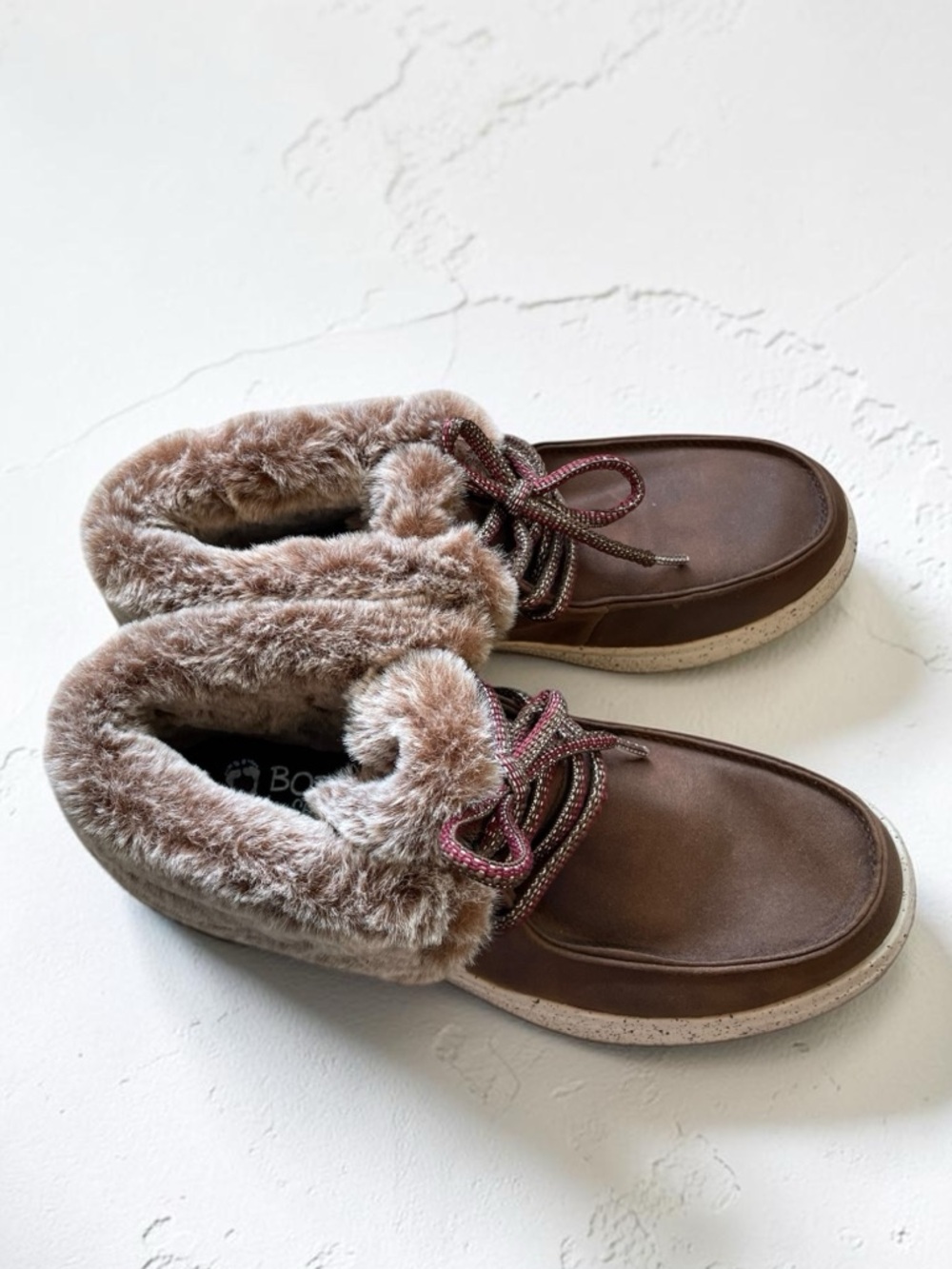 Skechers BOBS Skipper Hang Glider Boots Brown Faux Fur Cozy Chukka Size 7